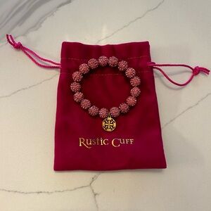 2/$20 Rustic Cuff classic beaded bracelet. Pink with dust bag. Worn only once